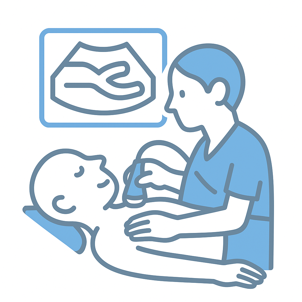 Illustration of a carotid doppler being preformed